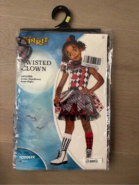 Spirit Twisted Clown Toddler Costume - Black, White & Red